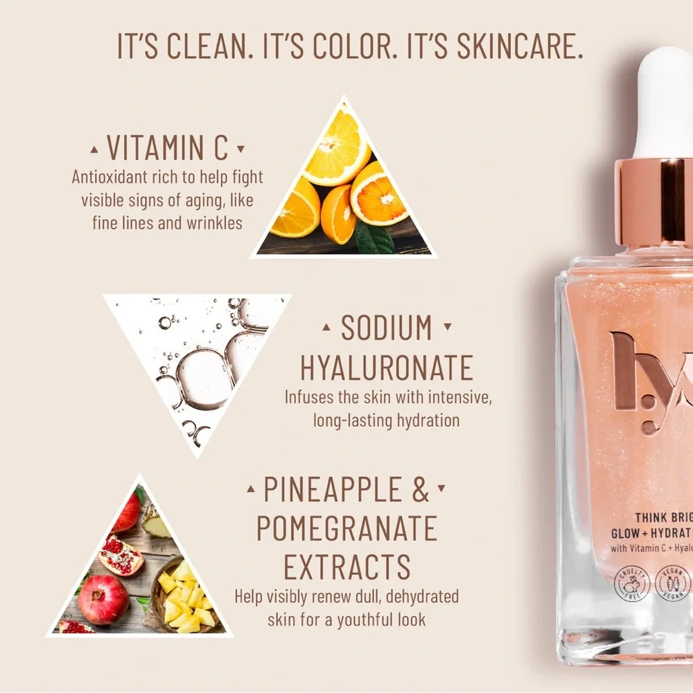 NEW LYS Beauty Think Bight Glow+ Hydrating Serum With Vitamin C Hyaluronic Acid